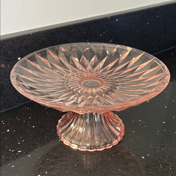Other - NWOT Pink Glass Dessert Valentines Easter Stand Riser Shabby Chic Cottagecore